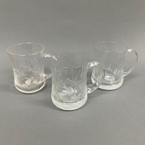 Arcoroc Canterbury Embossed Crocus Clear Glass Cup Ribbed Textured Lot of 3